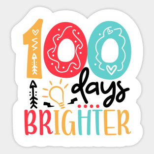 100 Days Brighter 100 days of School gift for Teacher Kids Sticker
